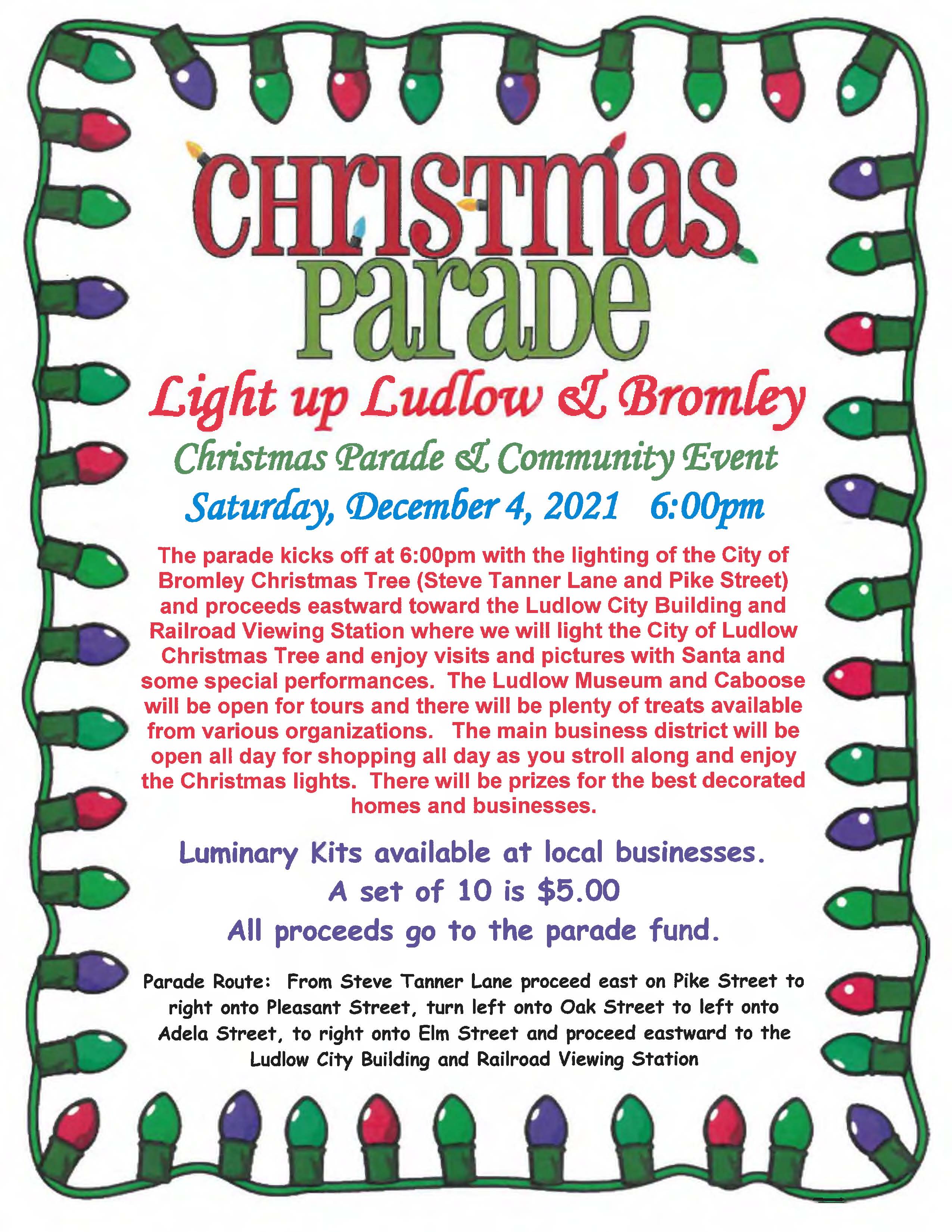 Christmas Parade and Light Up Ludlow & BromleyDecember 4th > City of Ludlow